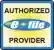 An e-file badge that says Authorized e-file provider
