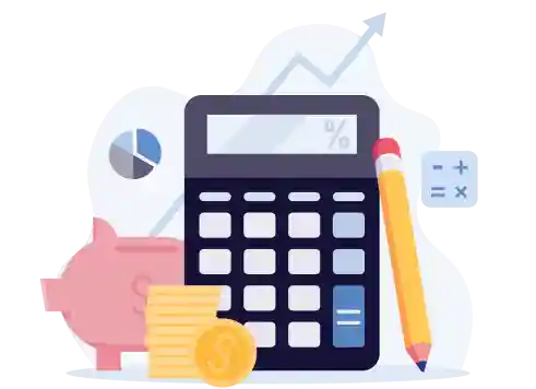 An image of a calculator and finances.