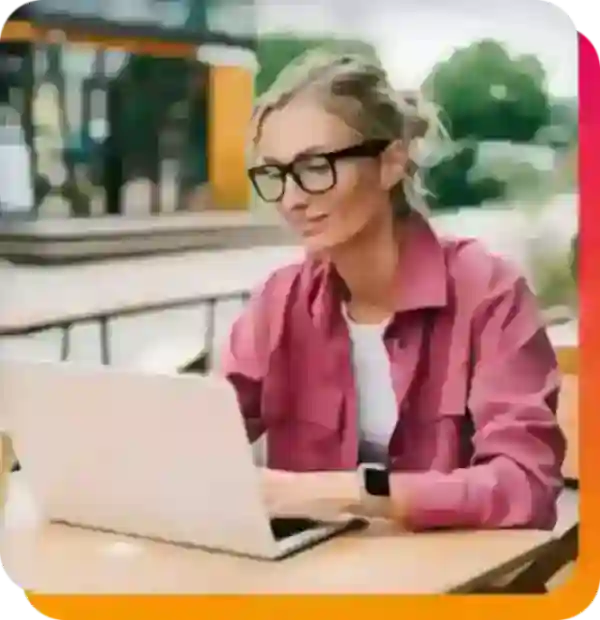 woman looking at laptop image