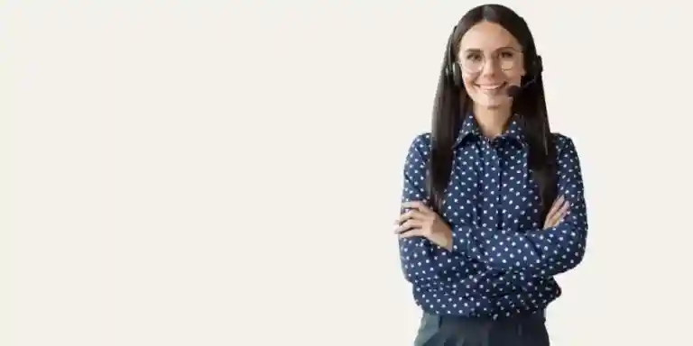 Hotline representative smiling toward viewer
