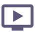 Computer screen with a video play button in center