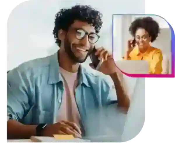 xpert assist calling expert in front of opened laptop